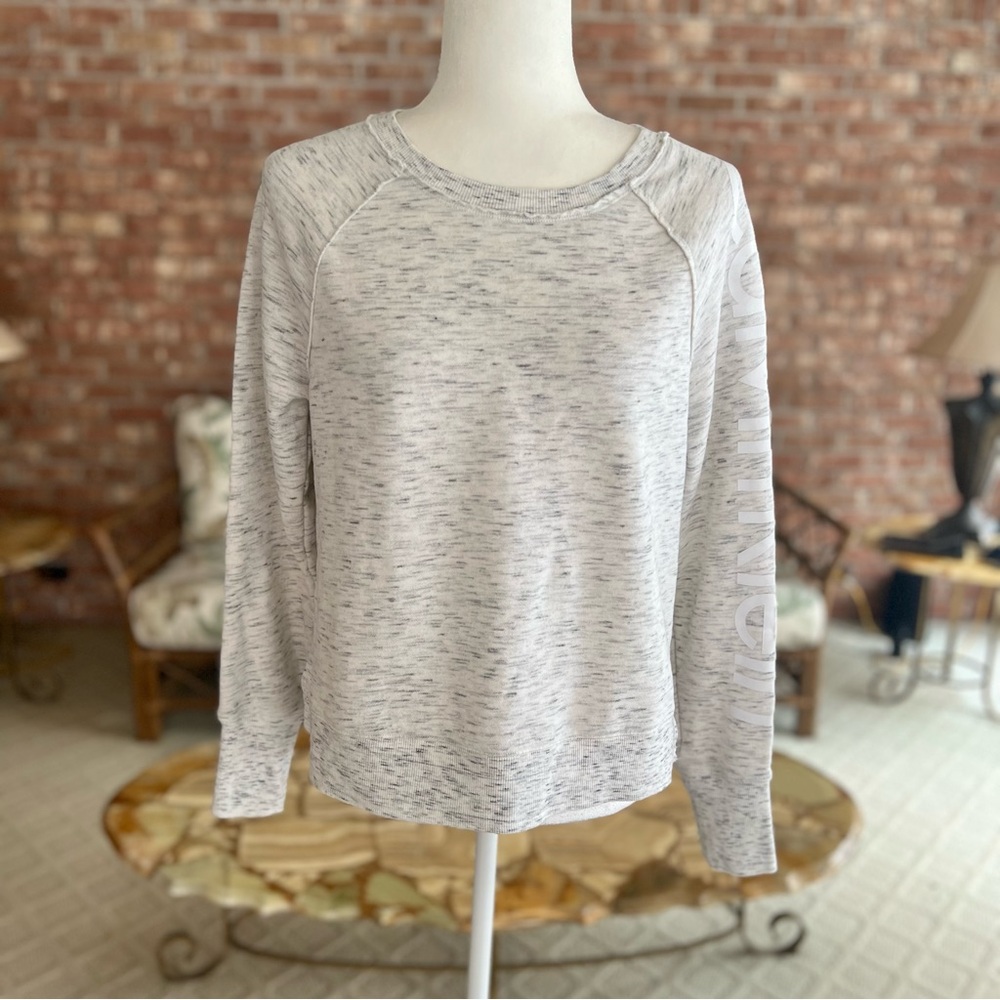 Calvin Klein Performance Sweatshirt Fleece Grey Logo Exposed Seam Pullover M Gym